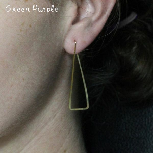 

hoop & huggie long triangle stud earrings handmade 14k gold filled jewelry boho brincos vintage pendientes for women fine, Golden;silver