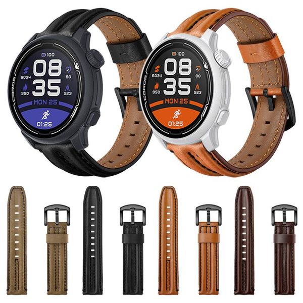 

watch bands easyfit leather strap for coros pace 2 pace2 band straps belt smartwatch replacement watchband bracelet accessories, Black;brown