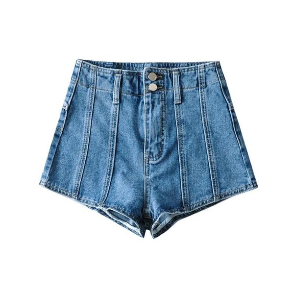 

women's shorts contrasting color stitching denim high waist girls fashion women stretch pack hip jeans, White;black