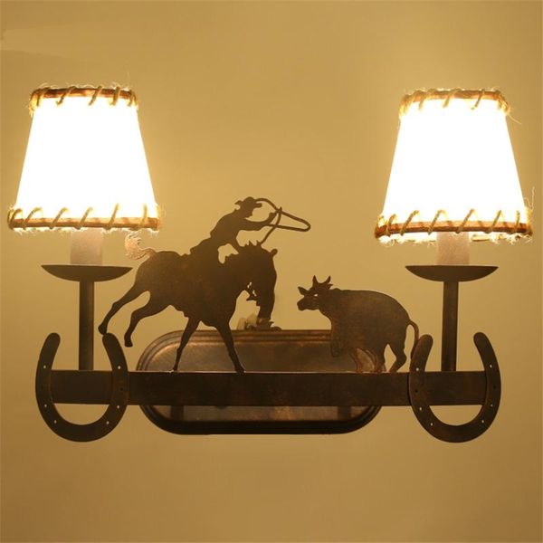 

wall lamps american western cowboy retro bar entrance corridor decorative lighting bedroom restaurant industrial e14 lights