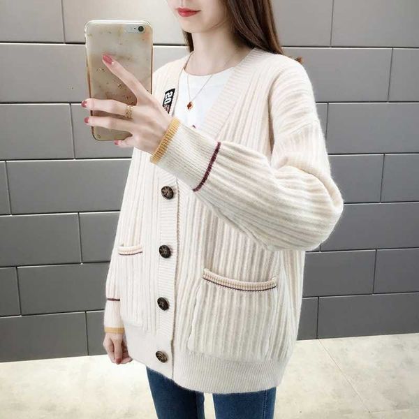 

women's sweaters cardigan spring autumn single breasted long sleeve v neck ladies casual sweater pockets knitted wear for female 61e5, White;black