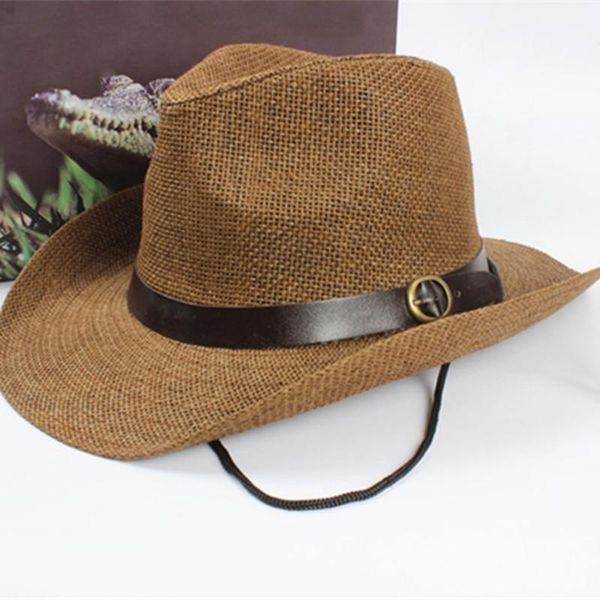 

cloches women/men cowboy trilby hat wide brim straw  cap, Blue;gray