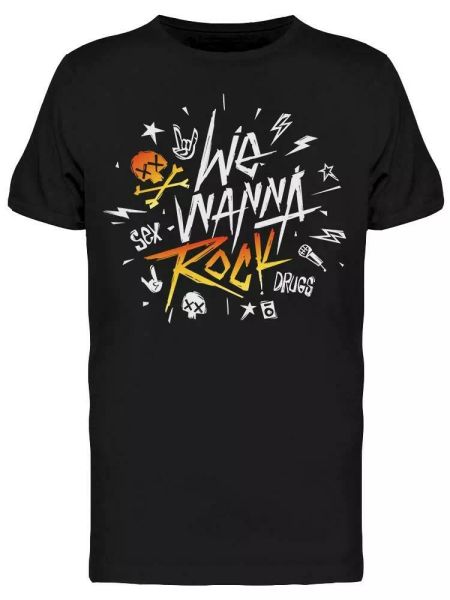

We Wanna Rock Tee Men's -Image by Shutterstock, White;black