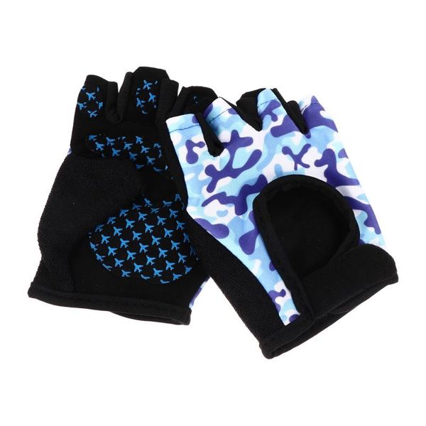 

pair kids half finger anti-slip bike breathable sport cycling gloves, Black