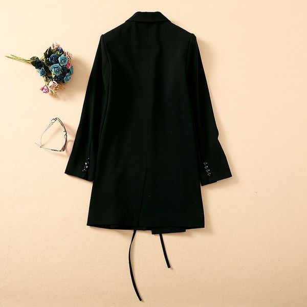 

suits runway blazer coats 2021 spring outerwear women notched collar cross string deco long sleeve black blazers, White;black