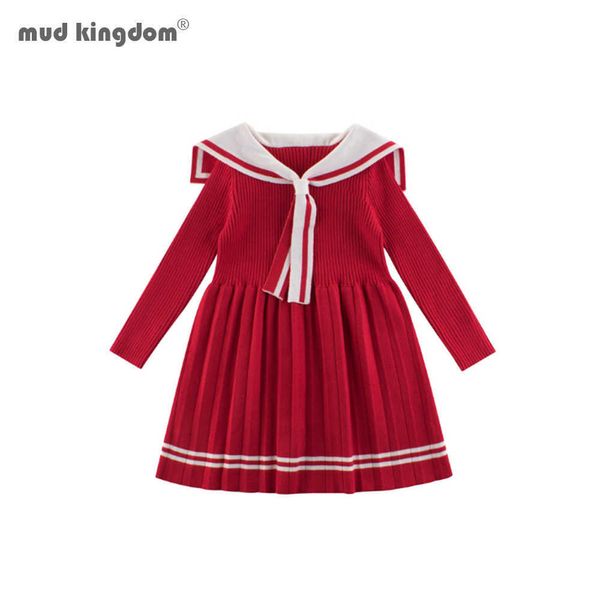 Mudkingdom Baby Mädchen Herbst Winter Stricken Pullover Kleid Koreanische kinder Warme Casual Kleidung 210615