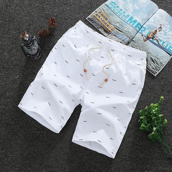 

men's shorts summer casual loose cropped trousers sports straight pants cotton short, White;black