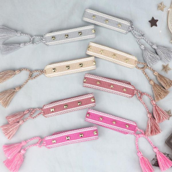 

charm bracelets star friendship for women woven braided bracelet vintage tassel fashion jewelry 2021, Golden;silver