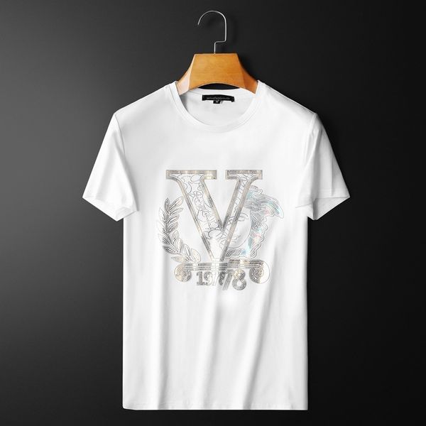 

fashion t shirts 2021 summer drilling mercerized cotton men's hooded short sleeve youth, White;black