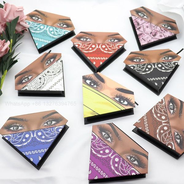 

false eyelashes promotion diamond shape eyelash storage box clear lash tray mink lashes packaging with holder 1pcs