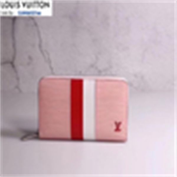 

holders brand designer card luxury m62983 classic wallet stripe zip wallet key pink women real pouches leather long wallets chain phone case, Red;black