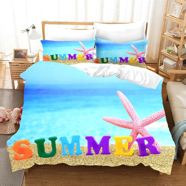 

3d starfish blue ocean duvet cover sandy beach summer quilt shell bedding set home bed linen sets luxury