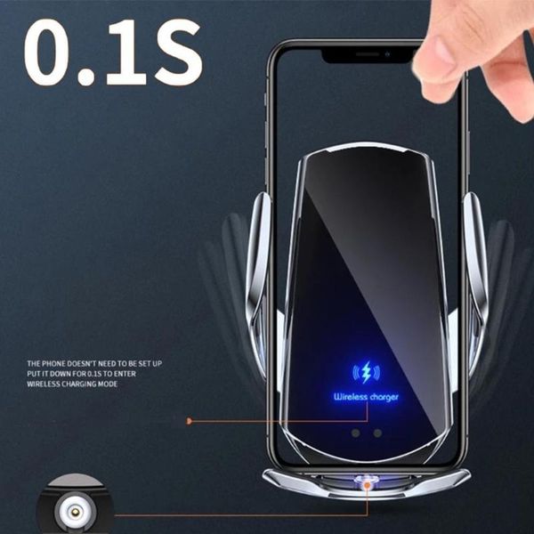 

cell phone mounts & holders car holder with wireless charger for all mobile phones magnetic connector usb infrared sensor mount