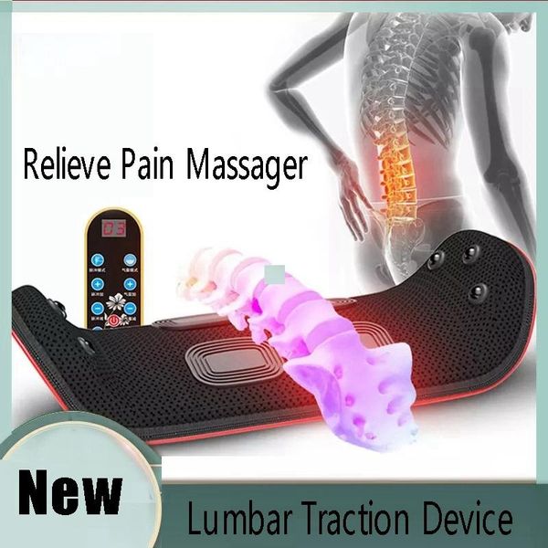 

electric lumbar traction device relieve fatigue heating dual care waist back massager spine support eu plug massagers