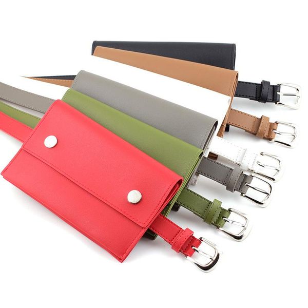 

belts women belt bag leather waist fashion women's pure color ring pu messenger shoulder chest, Black;brown