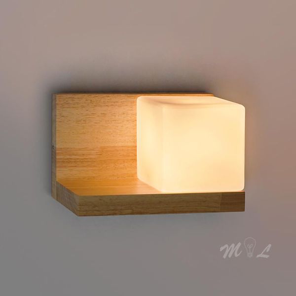 

wall lamp modern wooden bulb led nordic glass + bathroom bedroom