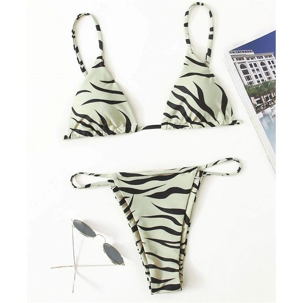 Sexy Zebra Bikini Frau Badeanzug Weibliche Badebekleidung Frauen `s Mini Tanga Bikinis Set Sommer Beachwear Schwimmen für Badeanzug 210621