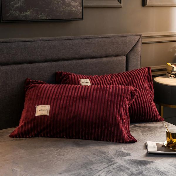 

pillow case winter soft warm flannel simple fashion strip cover pillowcase home cases high-end pillowcases for