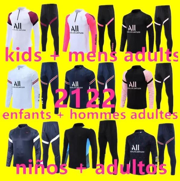 

2122 football tracksuit soccer training suit jacket 2021 2022 kids + men adults mens survetement foot chandal tuta jogging, Black