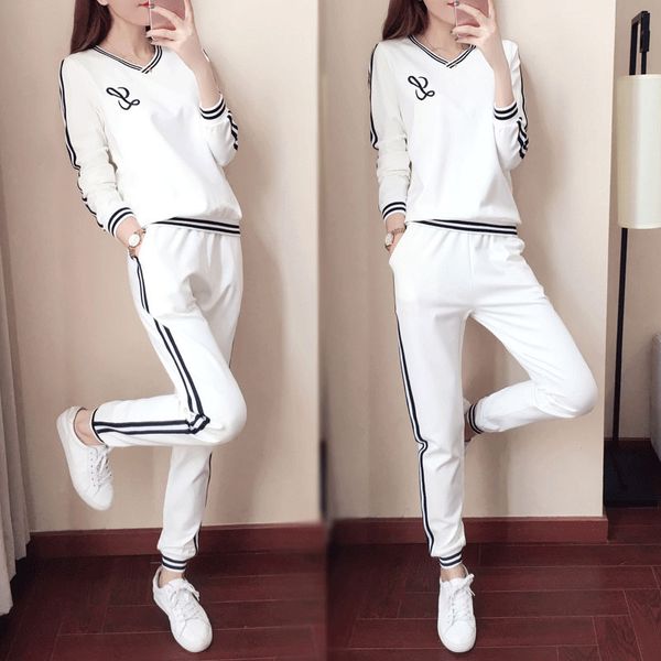 

tracksuits fashion sport suit sportswear women's spring 2021 plush sweater two piece white casual autumn winter, Gray