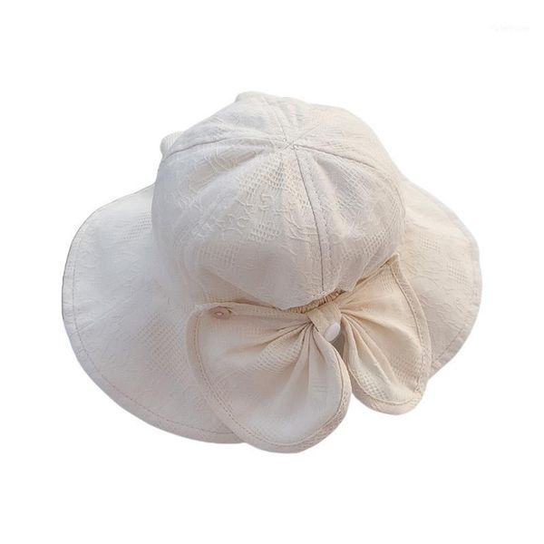 

outdoor baby bucket hat infant girls fisherman sun wide brimmed bonnet bow cap 124d caps & hats1, Yellow