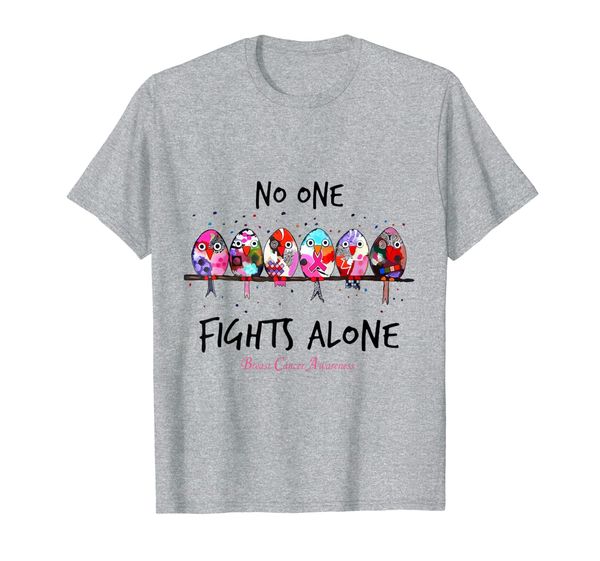 

no one fights alone breast cancer awareness bird pink ribbon t-shirt, White;black