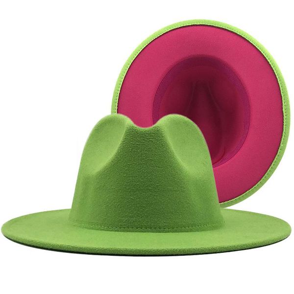 

stingy brim hats woolen hat two-color ethnic style color matching jazz cashmere felt, Blue;gray