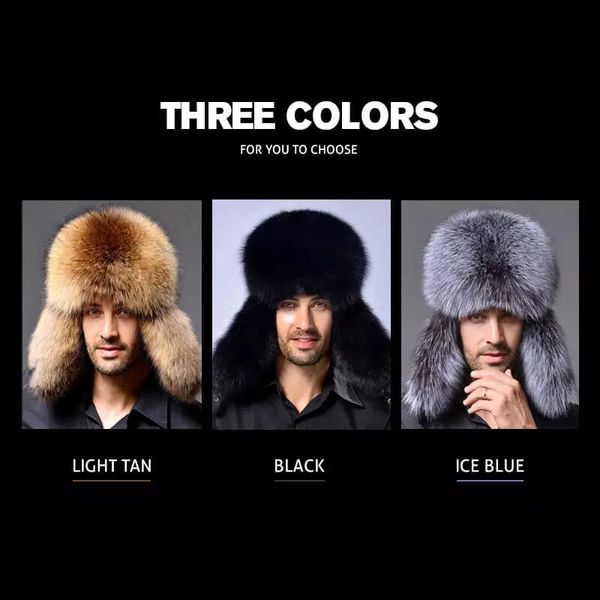 

men's winter trapper hat plush synthetic leather russian hats cold-proof h7jp cycling caps & masks, Black