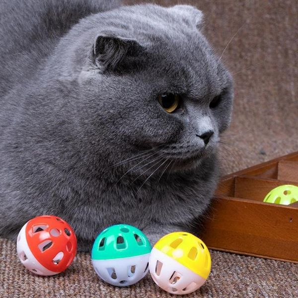 

cat toys 1 pcs multicolor hollow bell ball plastic dog toy sound pet