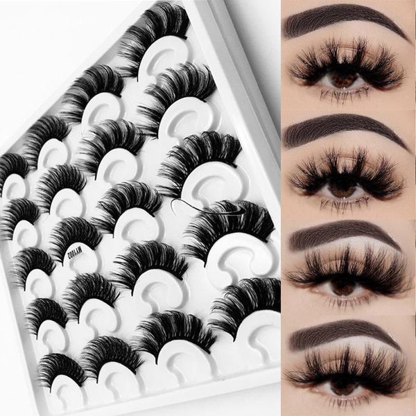 

10pairs 8d mink lashes 15mm-25mm extension fake eyelashes dramatic fluffy curled thick makeup eyelash long natural handmade lash false