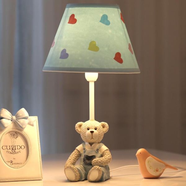 

table lamps captain bear remote control dimmable led lamp bedroom bedside children's room warm eye protection sleep plug-in type