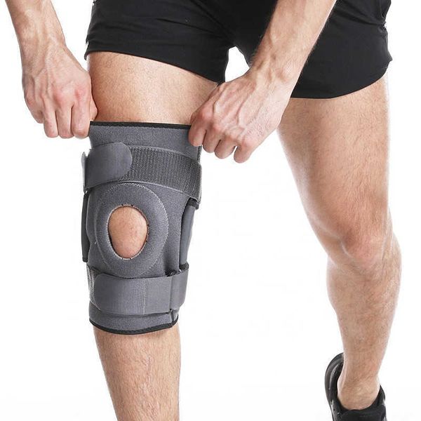 Ginocchiera ortopedica in neoprene Cinghia di supporto per ginocchio regolabile con protezione per patella in silicone per ginocchiere per protezione dolori articolari Q0913