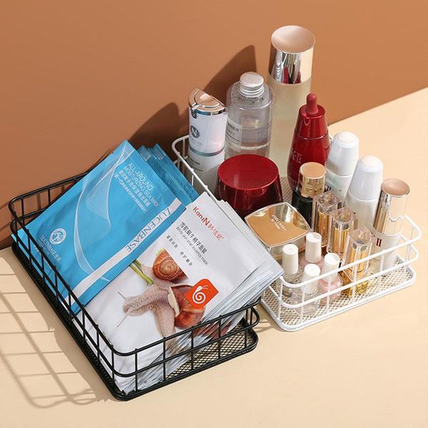

nordic cosmetic mask metal storage basket dressing desksundries makeup brushes holder minimalist bathroom organizer rack boxes & bins