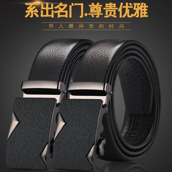 

belts genuine leather layer cowhide automatic alloy buckle belt luxury men's business and leisure, Black;brown