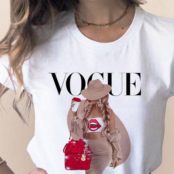 

womens t shirt vogue women print tshirt graphic tee cute female 90s girls, White