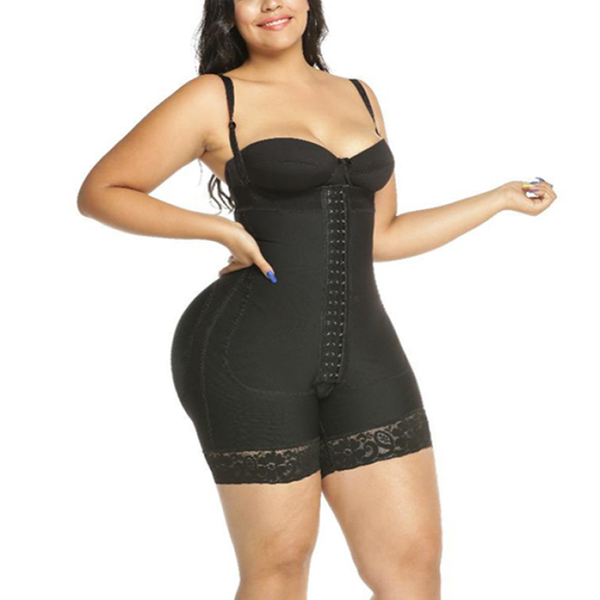 

women's shapers post compression garments strapless faja lace body shaper slimming underwear belly reductive girdle, Black;white