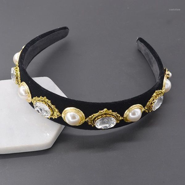 

vintage pearl crystal bridal headband hairband1