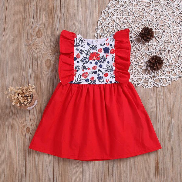 

christmas princess kids baby girl party dress flower ruffle red dresses clothes bowknot sleeveless baby kid girl xmas vestido clothing 0-3y, Red;yellow