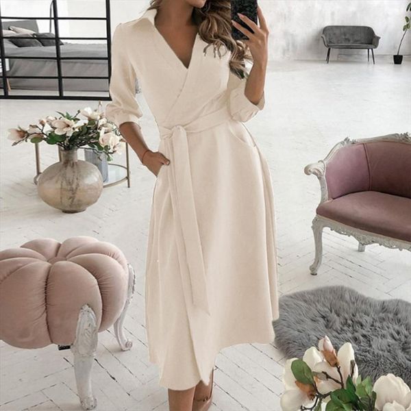 

shirt polka dots floral women dresses print long sleeve spring autumn single breasted belt party maxi womens clothing, Black;gray