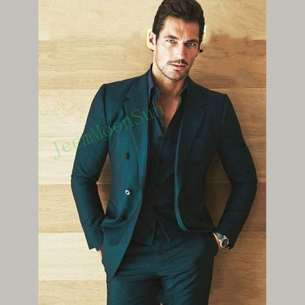

men's suits & blazers 2021 dark green double-breasted groomsmen notch lapel groom tuxedos 3 pcs men business ( jacket+pants+vest) costu, White;black