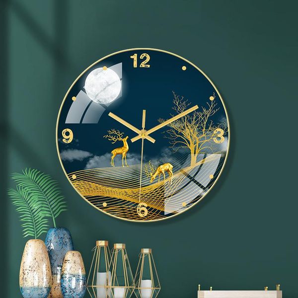 

wall clocks 12 / 14 inch simple creative silent clock nordic fashion crystal porcelain household living room glass