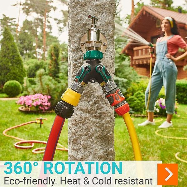 

watering equipments water splitter 2 way garden y hose connector metal body faucet with comfortable rubberized grip splitt