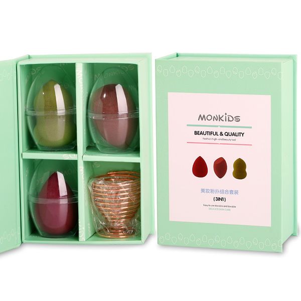 

3+1 makeup blender cosmetic puff makeup sponge with storage box foundation powder sponge beauty tool women make up accessories