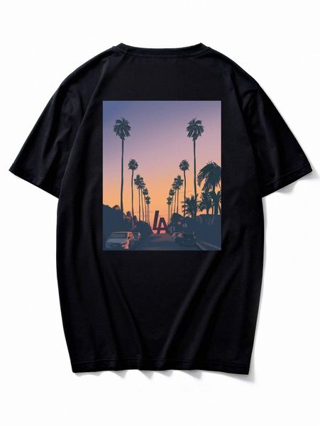 

men tropical and graphic print tee c61l#, White;black