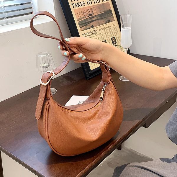 

evening bags half-moon small pu leather crossbody for women 2021 simple trends solid color shoulder handbags and purses
