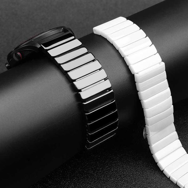 

ceramic strap 20mm 22mm band for samsung galaxy 46mm s3 42mm bracelet strap for galaxy watch 3 bands active 2 40 44mm gt 2e gtr h0915, Silver
