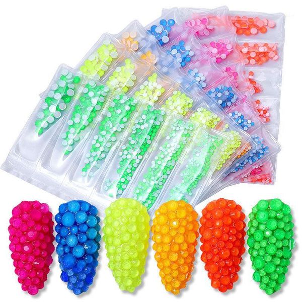

6grid/850 pcs mixed luminous powder fluorescent drill 3d diy nail art decorations glass rhinestones1, Silver;gold