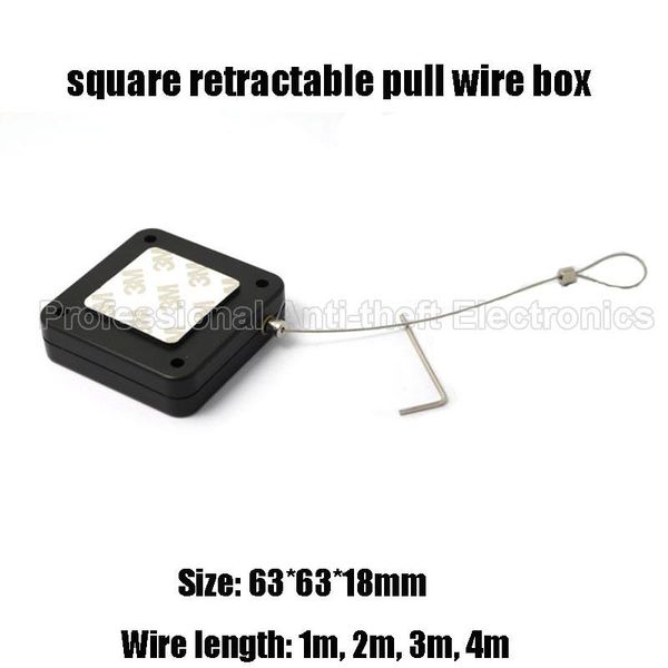 

alarm systems square security steel cable retractable anti-theft pull wire box recoiler 50pcs/lot 63*63*18mm