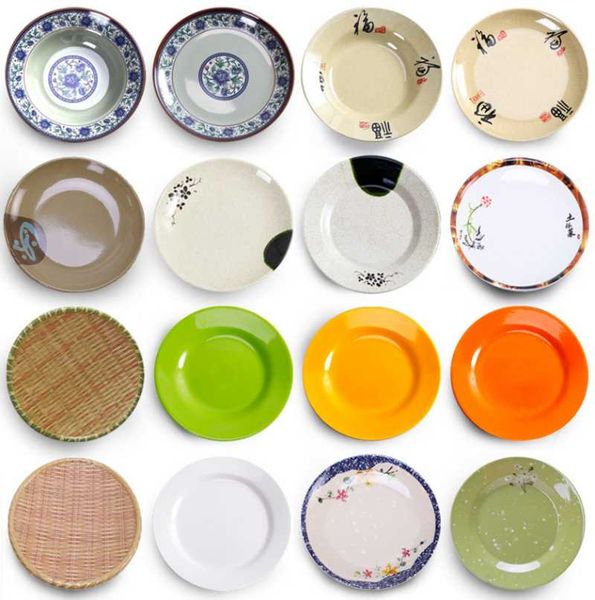 

dishes & plates imitation porcelain tableware disc pot restaurant buffet dish canteen stir-fried plate drop proof