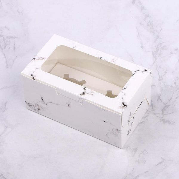 

gift wrap 10pcs marbling cupcake boxes with inserts windowed muffin holder dessert containers (2 cavities)